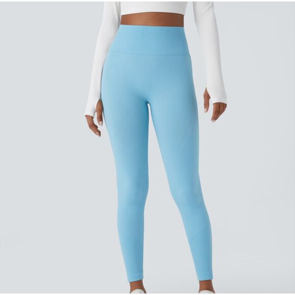 HALARA NWOT Seamless Flow High Waist Tummy Control Butt Lift Blue Leggings Large - Picture 2 of 11